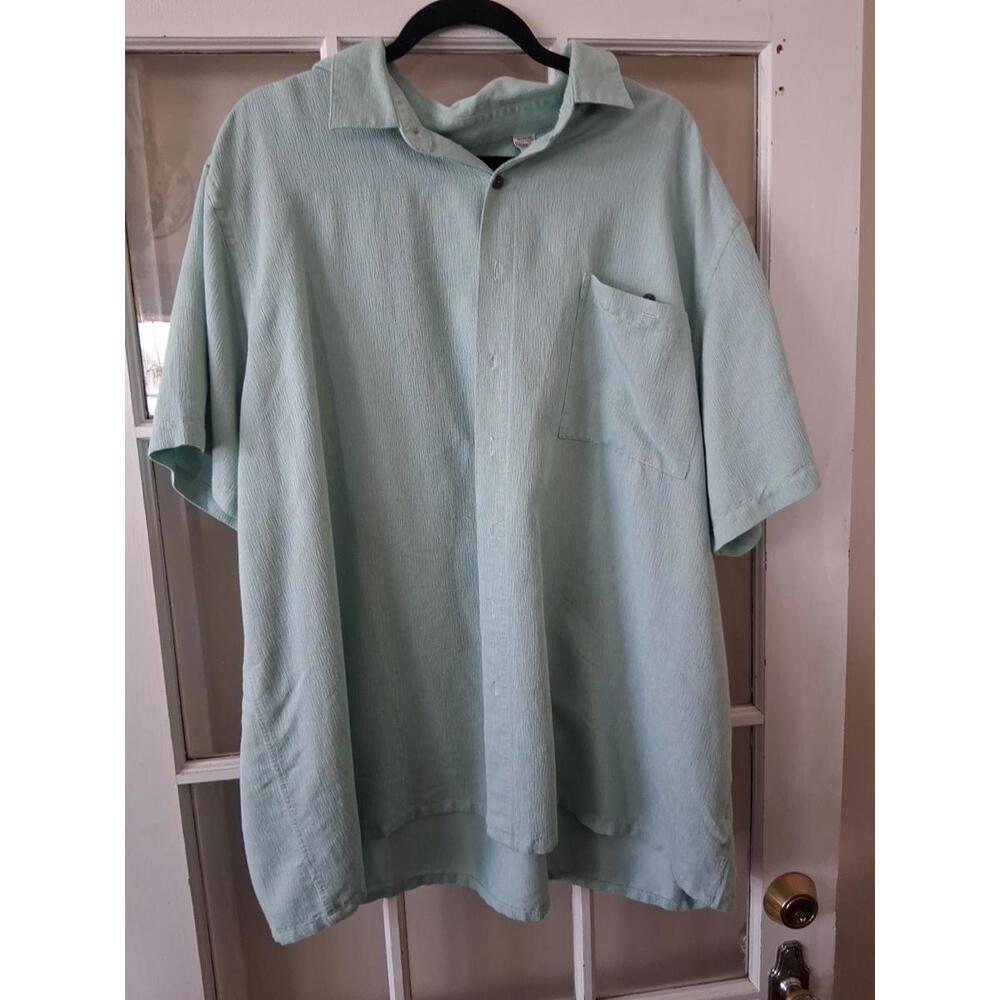 Mens Campia Moda Short Sleeve Button-Up Shirt Light Blue 3XLT F1